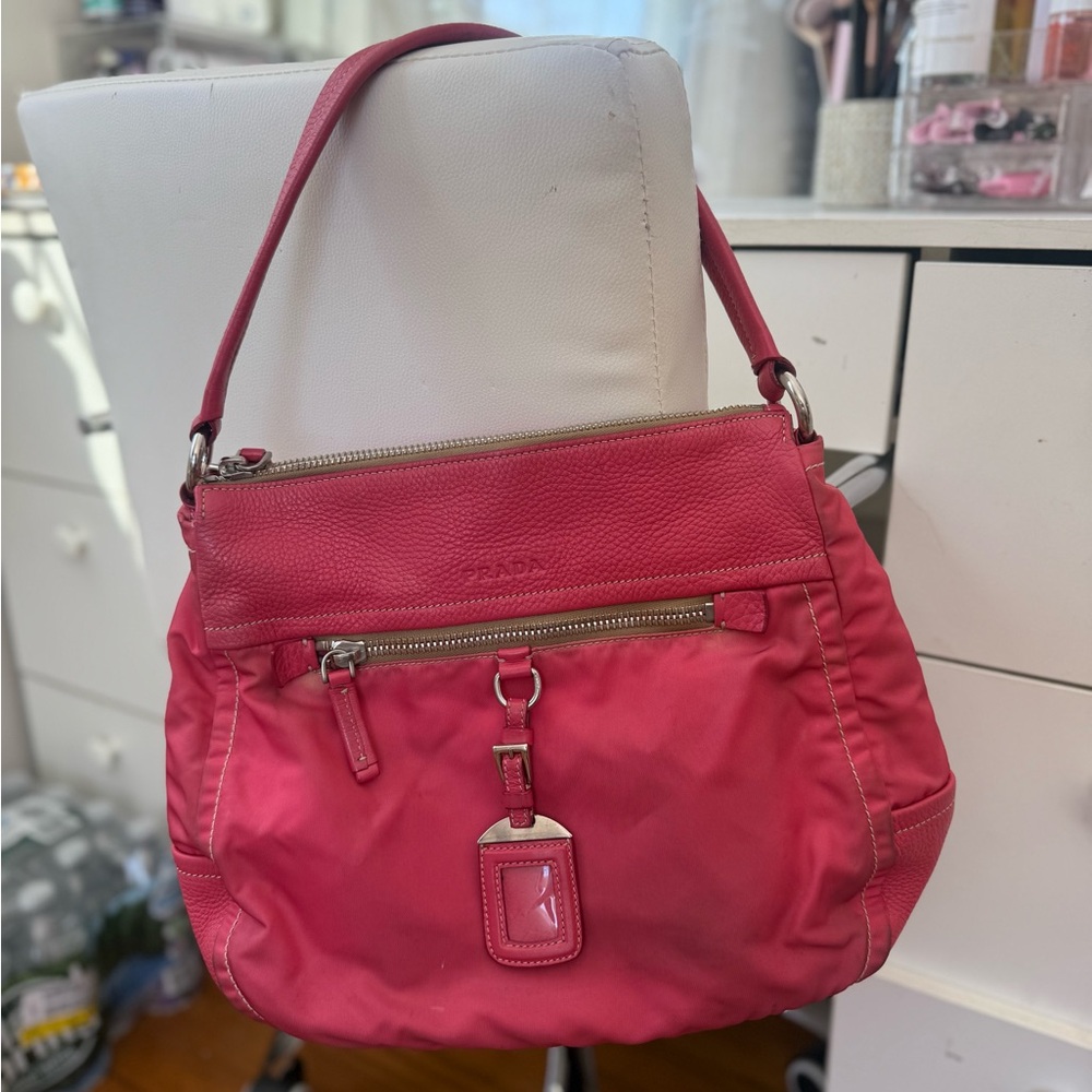AUTHENTIC Prada Handbag Shoulder Milano Semitracolla With Tag Peonia PINK
